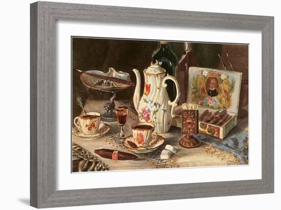 Postprandials, Coffee, Cigars, Brandy-null-Framed Art Print