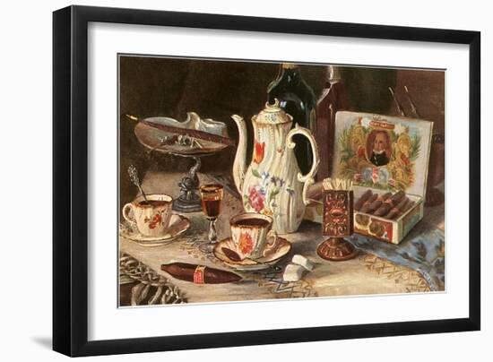 Postprandials, Coffee, Cigars, Brandy-null-Framed Art Print