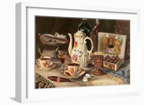 Postprandials, Coffee, Cigars, Brandy-null-Framed Art Print