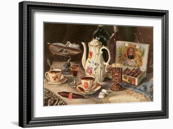 Postprandials, Coffee, Cigars, Brandy-null-Framed Art Print