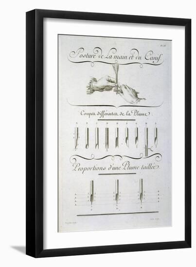 Posture of the Hand and the Penknife, engraved by Aubin, plate from Diderot's 'Encyclopedie'-Charles Paillasson-Framed Giclee Print