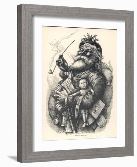 Pot-Bellied Father Christmas with Lots of Presents-Thomas Nast-Framed Art Print