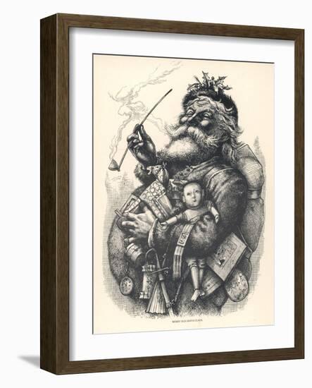 Pot-Bellied Father Christmas with Lots of Presents-Thomas Nast-Framed Art Print