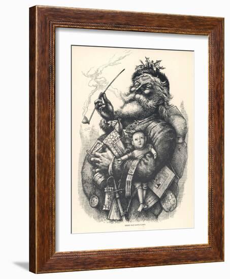 Pot-Bellied Father Christmas with Lots of Presents-Thomas Nast-Framed Art Print