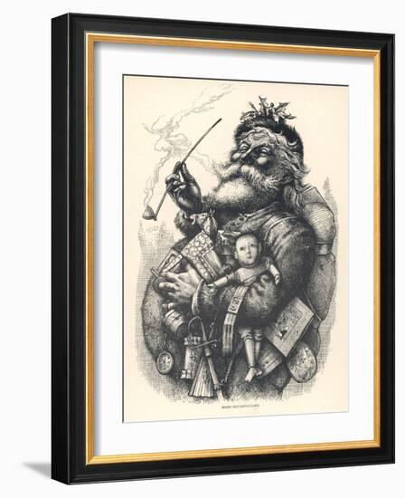 Pot-Bellied Father Christmas with Lots of Presents-Thomas Nast-Framed Art Print