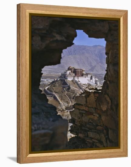 Potala Palace, Seen Through Ruined Fort Window, Lhasa, Tibet-Nigel Blythe-Framed Premier Image Canvas