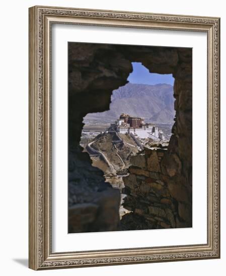 Potala Palace, Seen Through Ruined Fort Window, Lhasa, Tibet-Nigel Blythe-Framed Photographic Print