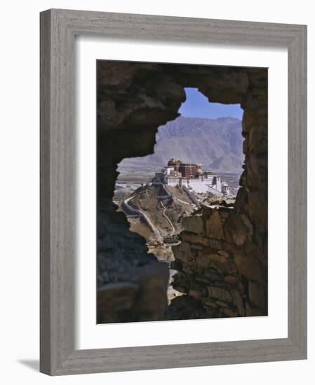 Potala Palace, Seen Through Ruined Fort Window, Lhasa, Tibet-Nigel Blythe-Framed Photographic Print