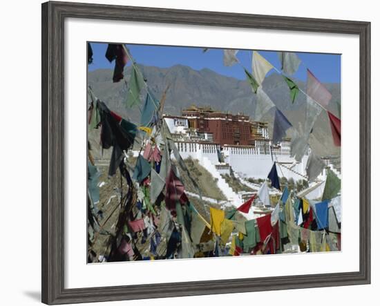 Potala Palace, UNESCO World Heritage Site, Seen Through Prayer Flags, Lhasa, Tibet, China-Gavin Hellier-Framed Photographic Print