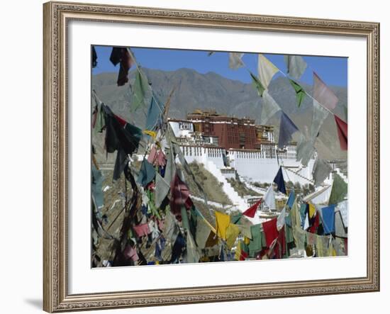 Potala Palace, UNESCO World Heritage Site, Seen Through Prayer Flags, Lhasa, Tibet, China-Gavin Hellier-Framed Photographic Print