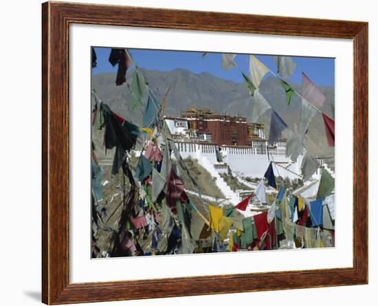 Potala Palace, UNESCO World Heritage Site, Seen Through Prayer Flags, Lhasa, Tibet, China-Gavin Hellier-Framed Photographic Print