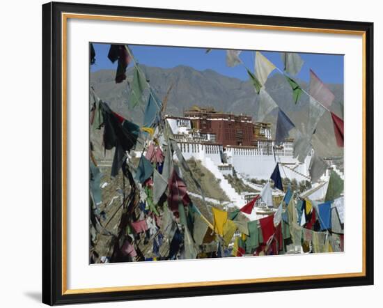 Potala Palace, UNESCO World Heritage Site, Seen Through Prayer Flags, Lhasa, Tibet, China-Gavin Hellier-Framed Photographic Print