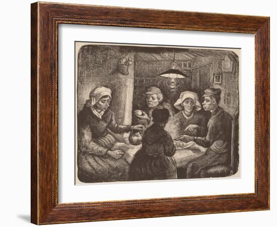 Potato Eaters, 1885 (lithograph in dark brown)-Vincent van Gogh-Framed Giclee Print