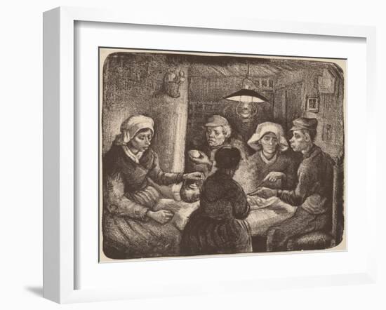 Potato Eaters, 1885 (lithograph in dark brown)-Vincent van Gogh-Framed Giclee Print