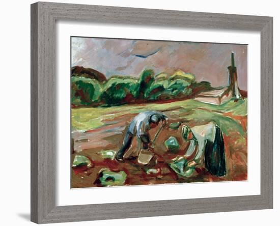 Potato Harvest, 1924-Edvard Munch-Framed Giclee Print