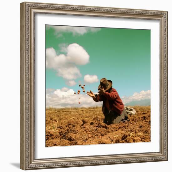Potato Harvest In The Andes Of Peru-cwwc-Framed Art Print