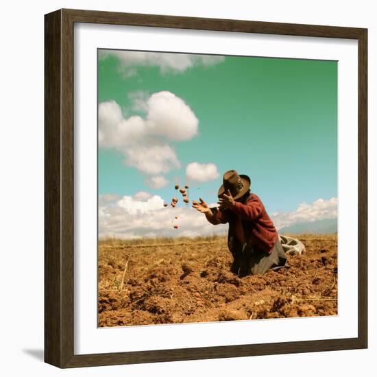 Potato Harvest In The Andes Of Peru-cwwc-Framed Art Print