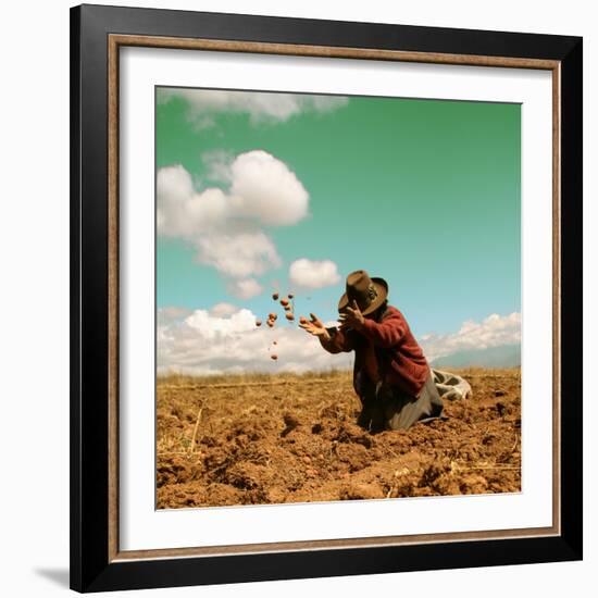 Potato Harvest In The Andes Of Peru-cwwc-Framed Art Print