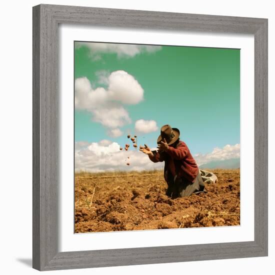 Potato Harvest In The Andes Of Peru-cwwc-Framed Premium Giclee Print