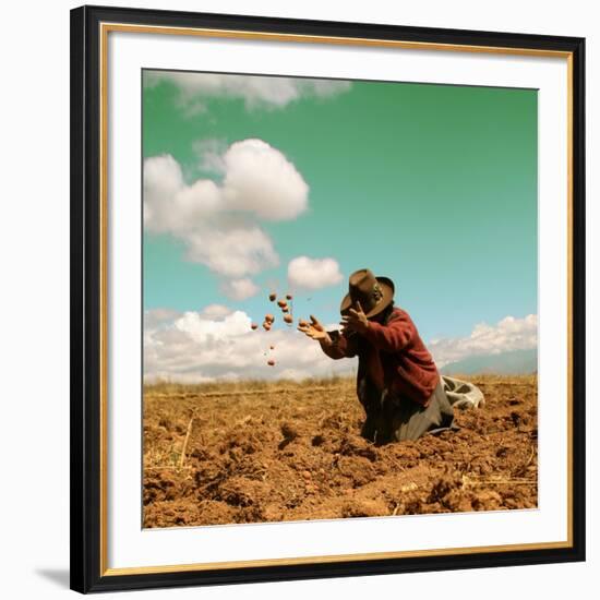 Potato Harvest In The Andes Of Peru-cwwc-Framed Art Print