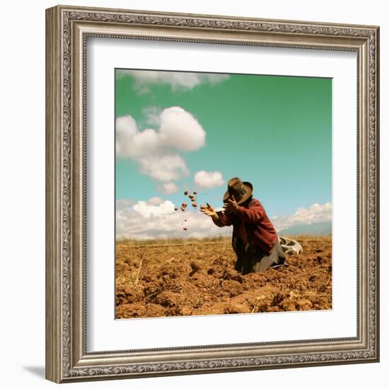 Potato Harvest In The Andes Of Peru-cwwc-Framed Art Print