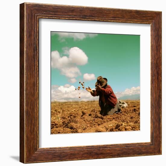 Potato Harvest In The Andes Of Peru-cwwc-Framed Art Print