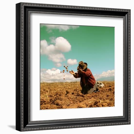 Potato Harvest In The Andes Of Peru-cwwc-Framed Art Print