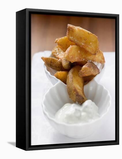 Potato Wedges with Yoghurt Dip-null-Framed Premier Image Canvas