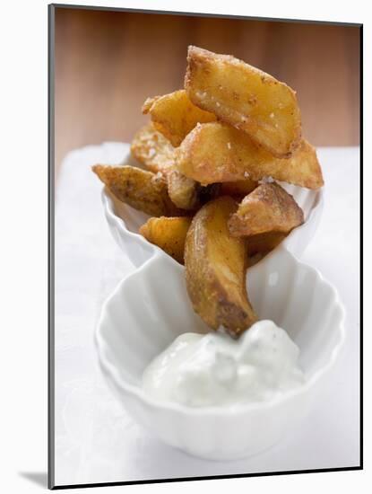 Potato Wedges with Yoghurt Dip-null-Mounted Photographic Print
