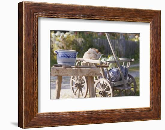 Potatoes and Cabbages in Cart, Crock and Shredder for Sauerkraut-Eising Studio - Food Photo and Video-Framed Photographic Print