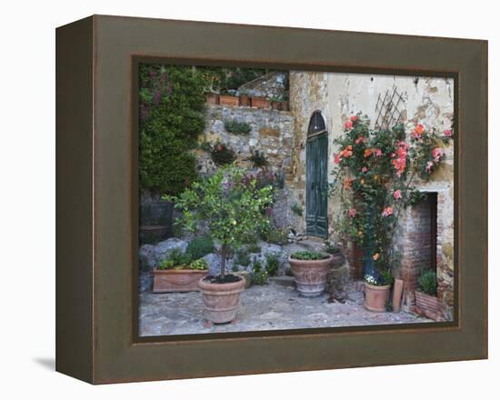 Potted Plants Decorate a Patio in Tuscany, Petroio, Italy-Dennis Flaherty-Framed Premier Image Canvas