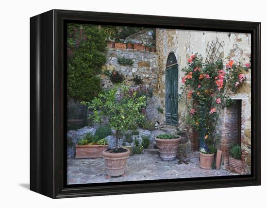 Potted Plants Decorate a Patio in Tuscany, Petroio, Italy-Dennis Flaherty-Framed Premier Image Canvas