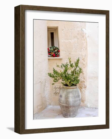 Potted plants outside the Sassi houses.-Julie Eggers-Framed Photographic Print