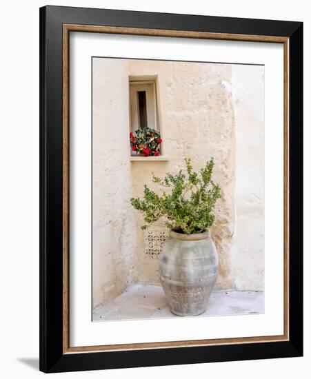 Potted plants outside the Sassi houses.-Julie Eggers-Framed Photographic Print