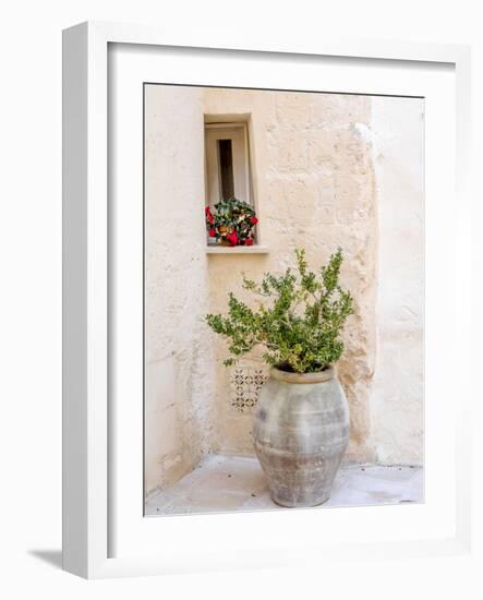Potted plants outside the Sassi houses.-Julie Eggers-Framed Photographic Print