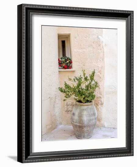 Potted plants outside the Sassi houses.-Julie Eggers-Framed Photographic Print