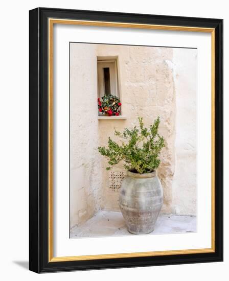 Potted plants outside the Sassi houses.-Julie Eggers-Framed Photographic Print