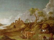 Extensive Hilly Landscape with Cattle, Sheep and Goats-Potter-Framed Premier Image Canvas