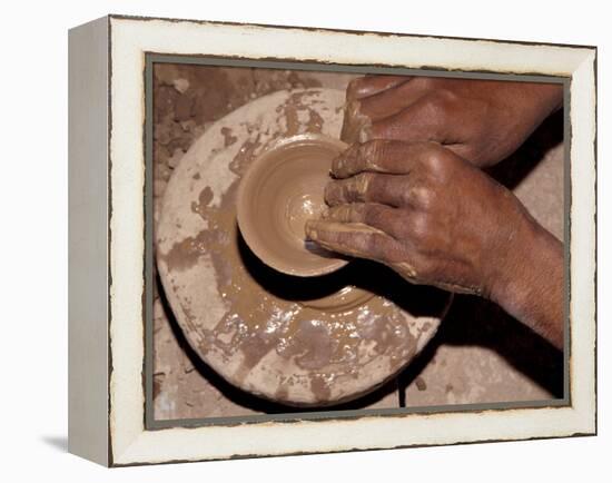 Potter Forms Clay Cup on Wheel, Morocco-Merrill Images-Framed Premier Image Canvas