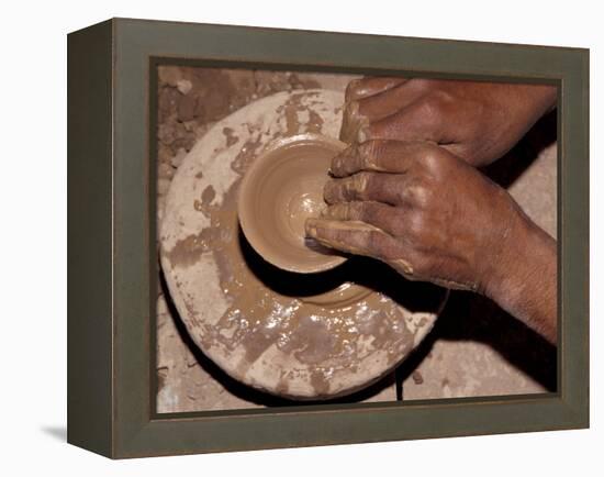 Potter Forms Clay Cup on Wheel, Morocco-Merrill Images-Framed Premier Image Canvas