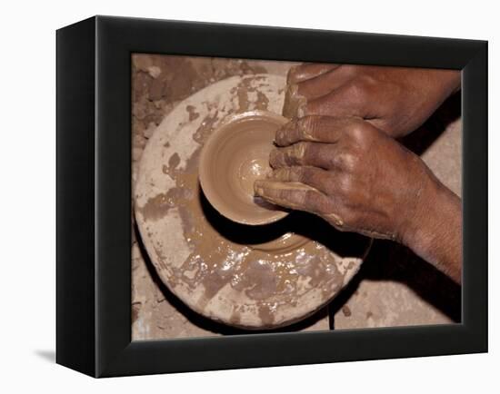 Potter Forms Clay Cup on Wheel, Morocco-Merrill Images-Framed Premier Image Canvas