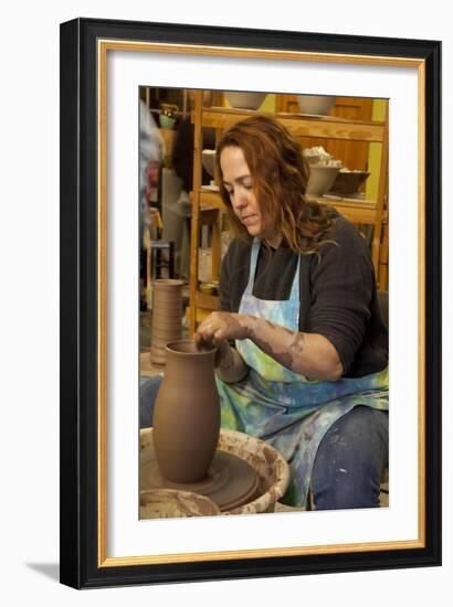 Potter Molds Mud Into Pots-Carol Highsmith-Framed Art Print