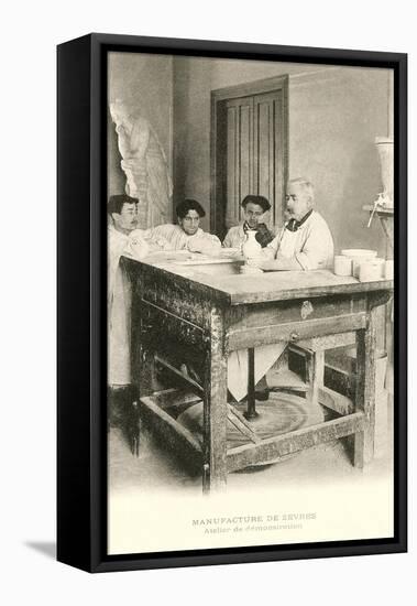 Potters Wheel at Sevres Factory-null-Framed Stretched Canvas