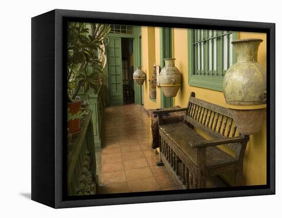 Pottery and Bench in House in Barranco Neighborhood, Lima, Peru-Merrill Images-Framed Premier Image Canvas