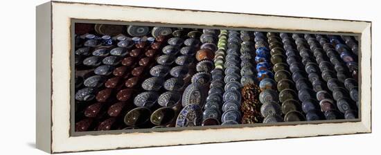 Pottery at a Market Stall, Bukhara, Uzbekistan-null-Framed Premier Image Canvas