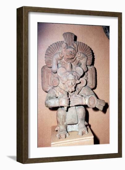 Pottery. Bat-God: pottery with red paint. Zapotec culture, Mexico, 300-900 AD-Unknown-Framed Giclee Print