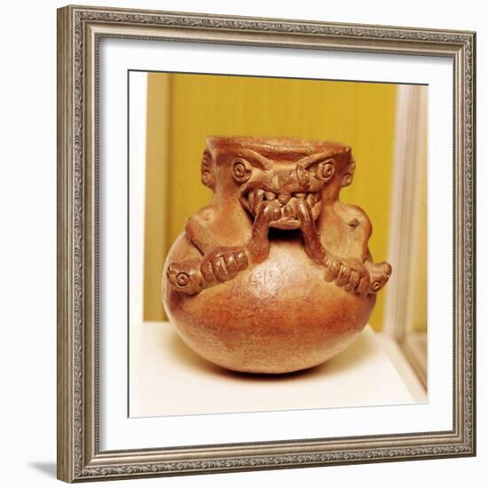 Pottery Bowl of an alligator with human arms devouring snakes, Chiriqui, Panama-Unknown-Framed Giclee Print