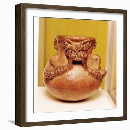 Pottery Bowl of an alligator with human arms devouring snakes, Chiriqui, Panama-Unknown-Framed Giclee Print