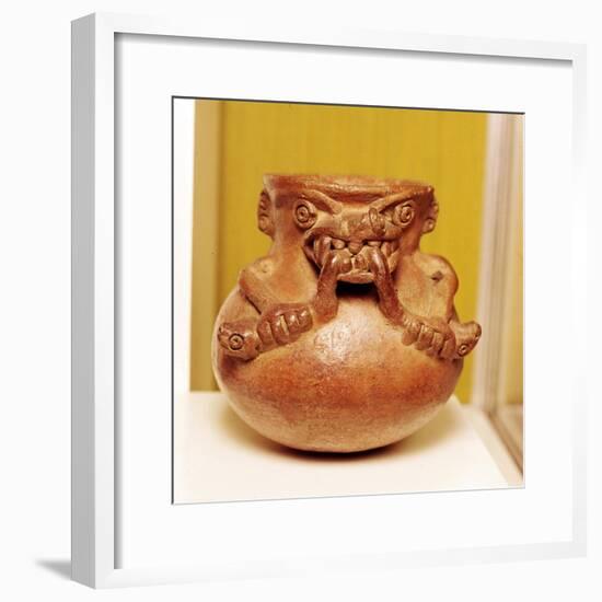 Pottery Bowl of an alligator with human arms devouring snakes, Chiriqui, Panama-Unknown-Framed Giclee Print