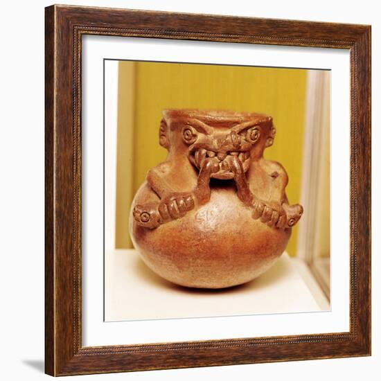 Pottery Bowl of an alligator with human arms devouring snakes, Chiriqui, Panama-Unknown-Framed Giclee Print